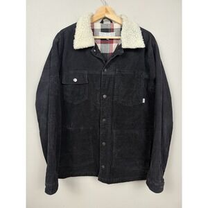 Purveyors Outfitters Corduroy Coat Plaid Lined Sherpa Black Trucker Jacket Men M